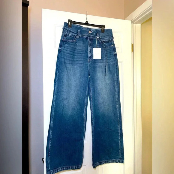 Kancan Los Angeles Womans Wide Leg High Rise Belted Jeans 29 Inch 90’s Sz 11 NEW - Picture 1 of 11